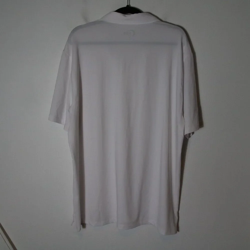 Zyia Active‎ Mens White Performance Polo Shirt Size XL Stretch Short Sleeve slit
